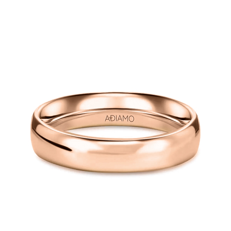 Obrączka ślubna, różowe złoto, półokrągła, męska, 5 mm (O-AD01 5M R M): 17 - zdjęcie: 1