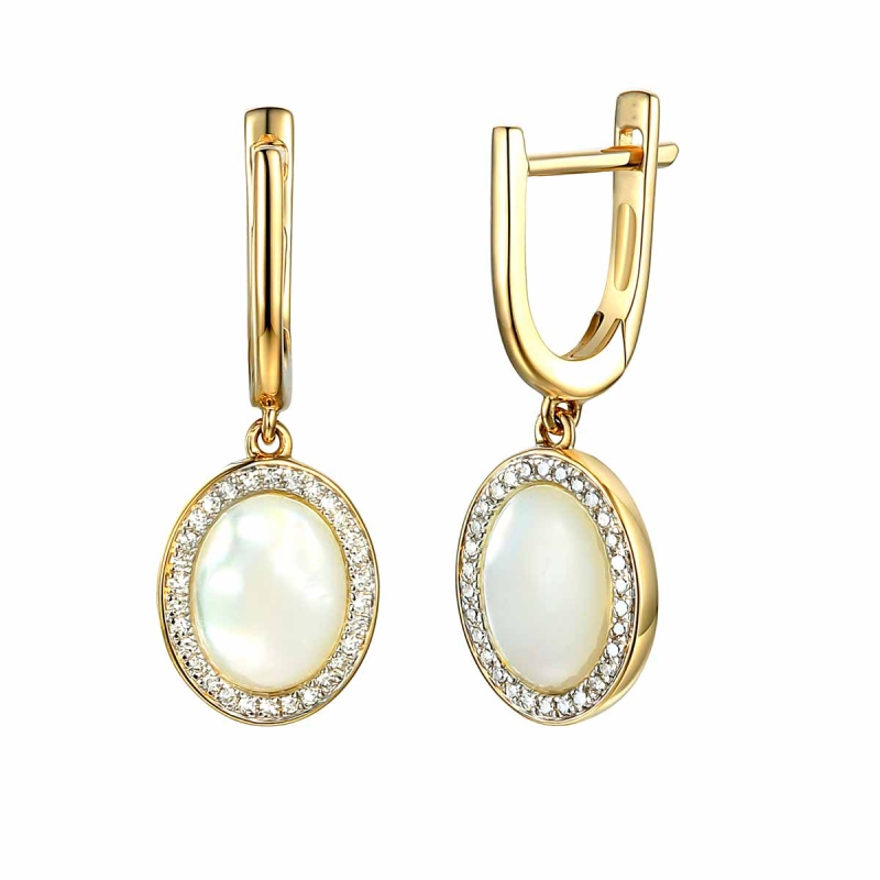 Kolczyki z masą perłową i diamentami (E81581 Y A WMP) - zdjęcie: 1