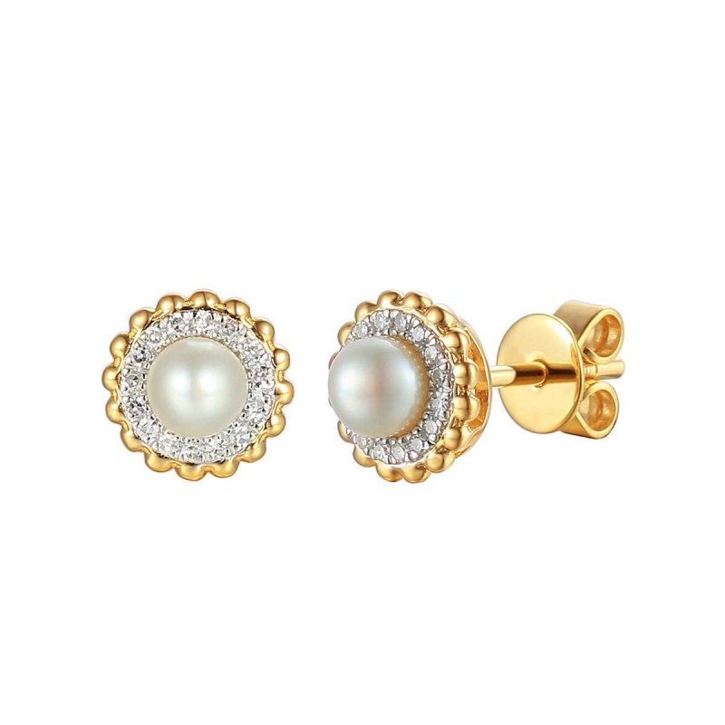 Kolczyki z perłami i diamentami (E81520 Y S PL) - zdjęcie: 1