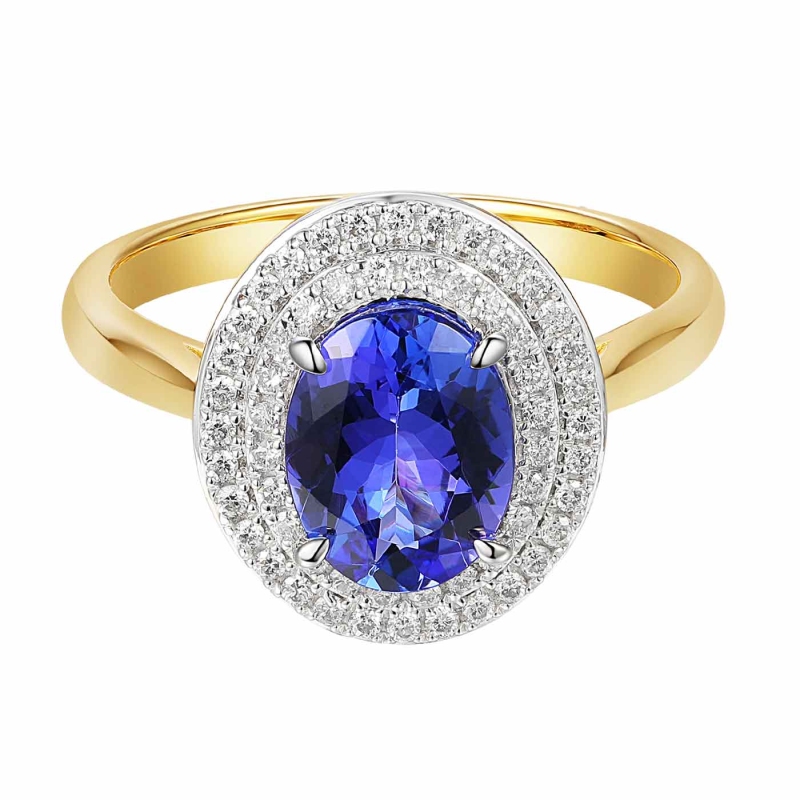 Pierścionek z tanzanitem i diamentami (R60405 YW T): 10 - zdjęcie: 3