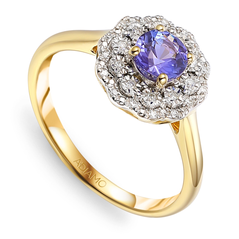 Pierścionek z tanzanitem i diamentami (R94939 Y T) - zdjęcie: 1