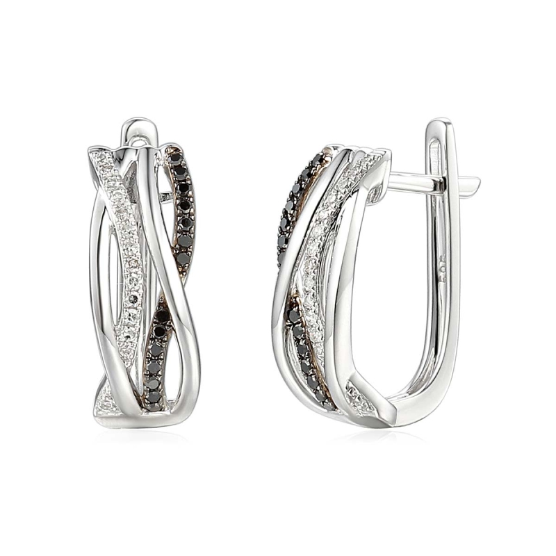 Kolczyki z diamentami i czarnymi diamentami (E56276 W A BD) - zdjęcie: 1