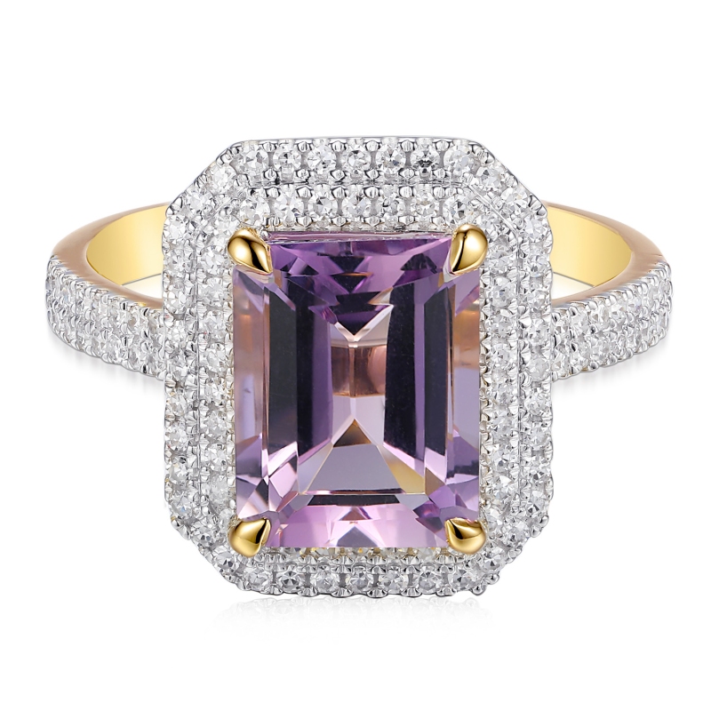 Pierścionek z różowym ametystem i diamentami (R98239 Y PAM): 10 - zdjęcie: 2