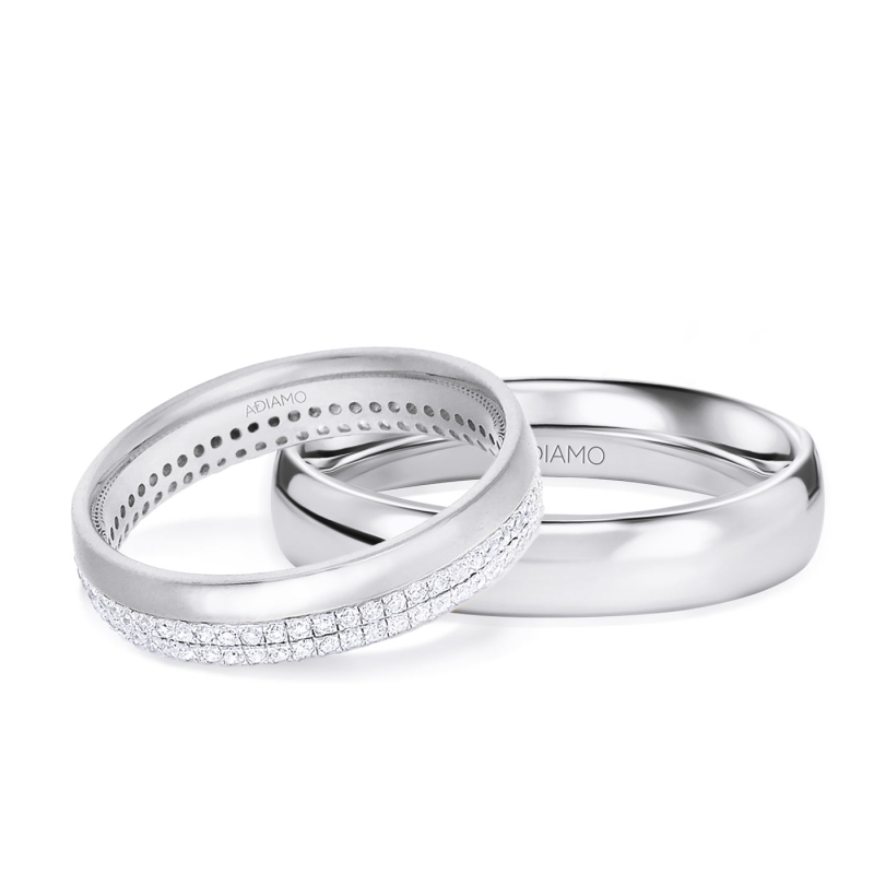 Obrączki ślubne, białe złoto, diamenty, 4mm i 4mm (O-R50870 W): 9, 25 - zdjęcie: 1