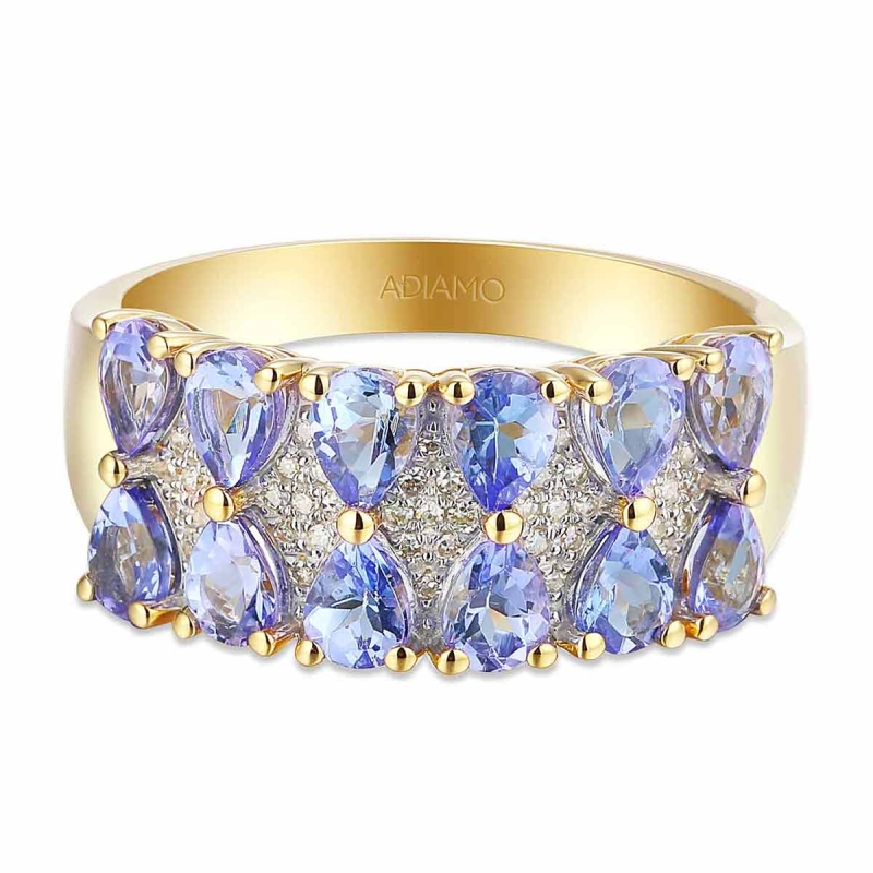 Pierścionek z tanzanitami i diamentami (R93895 Y T): 10 - zdjęcie: 2
