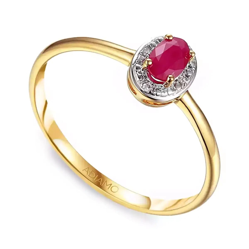 Pierścionek z rubinem i diamentami (R60389 Y RU): 8 - zdjęcie: 1