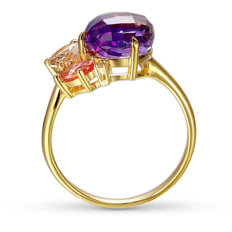 Pierścionek z kolorowymi kamieniami i diamentami (R88898 Y): 7 - zdjęcie: 3