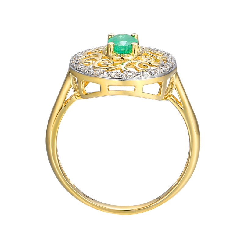 Pierścionek ze szmaragdem i diamentami (R86861 Y EM): 17 - zdjęcie: 3