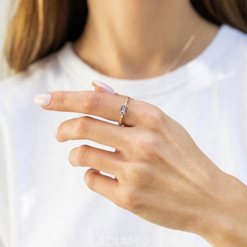 Pierścionek z różowym ametystem i diamentami (R85575 Y PAM): 10 - zdjęcie: 4
