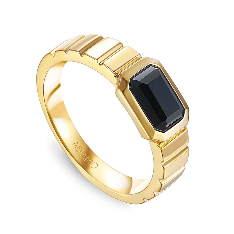 Sygnet złoty z czarnym agatem (R84034 Y BAG): 7 - zdjęcie: 1