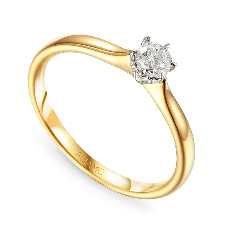 Pierścionek z diamentem, dwukolorowe złoto (R65754 YW 0,18ct): 8 - zdjęcie: 1