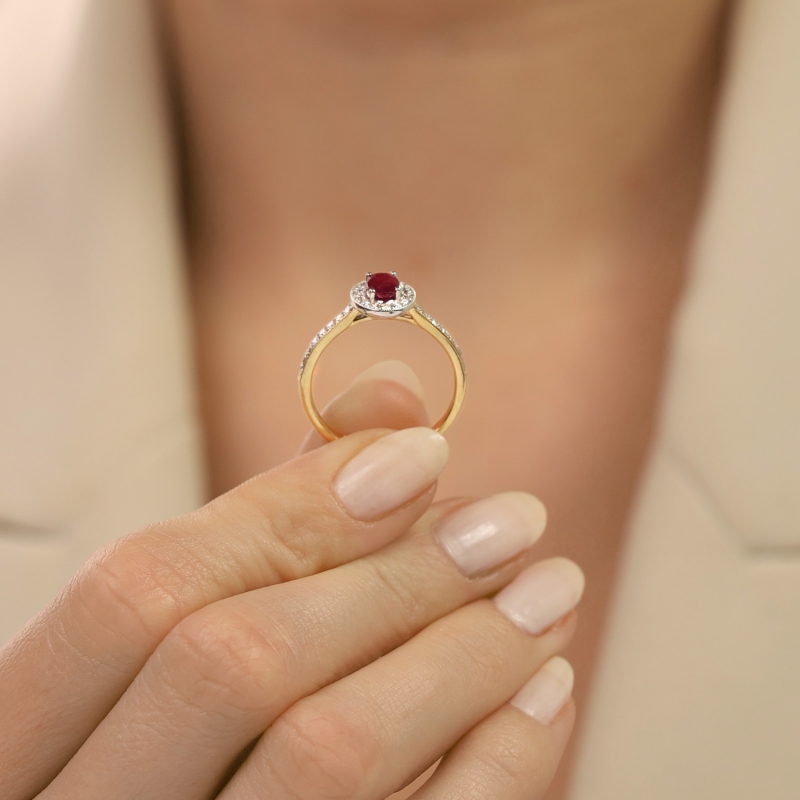 Pierścionek z rubinem i diamentami (R46558 YW RU): 10 - zdjęcie: 5