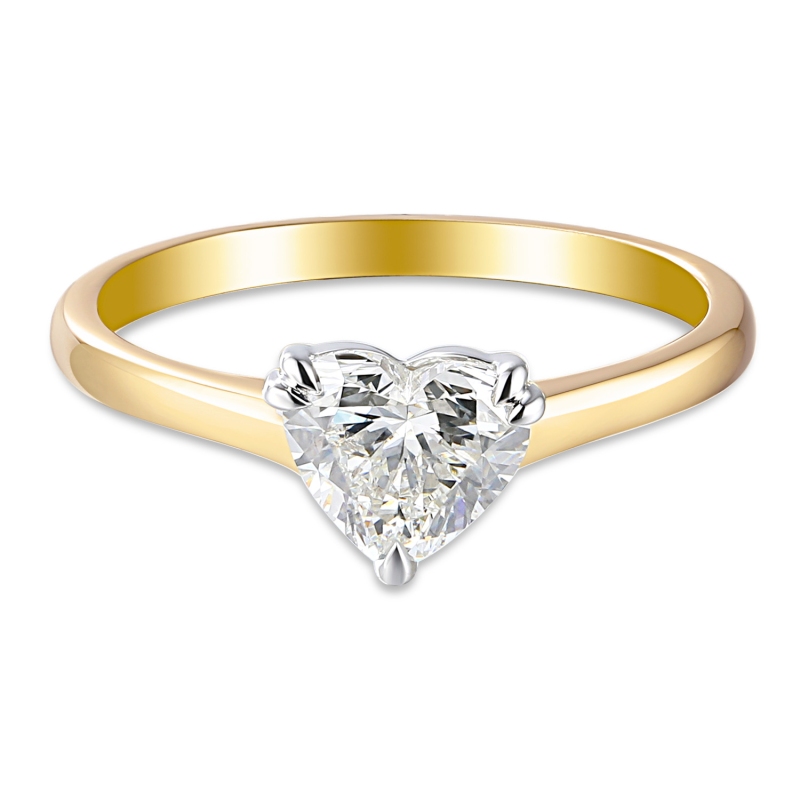 Pierścionek serce z diamentem laboratoryjnym (R96126 1,02ct YW LGD) - zdjęcie: 3