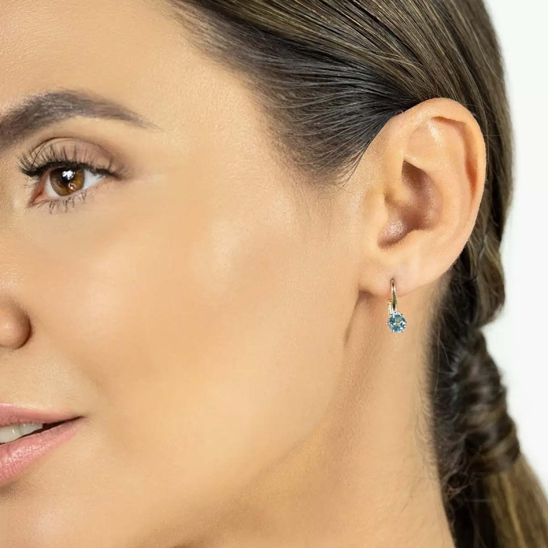 Kolczyki z niebieskimi topazami i diamentami (E73493 Y P BT) - zdjęcie: 2