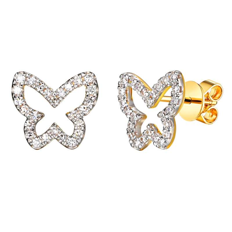Kolczyki motyl z diamentami (E97754 Y S) - zdjęcie: 1