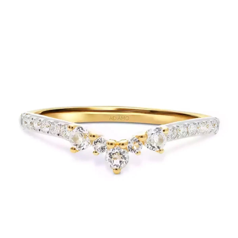 Pierścionek z białymi topazami i diamentami (R82010 Y WT): 7 - zdjęcie: 1