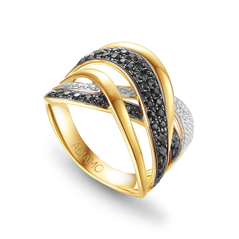 Pierścionek z czarnymi diamentami (R67880 Y BD) - zdjęcie: 1