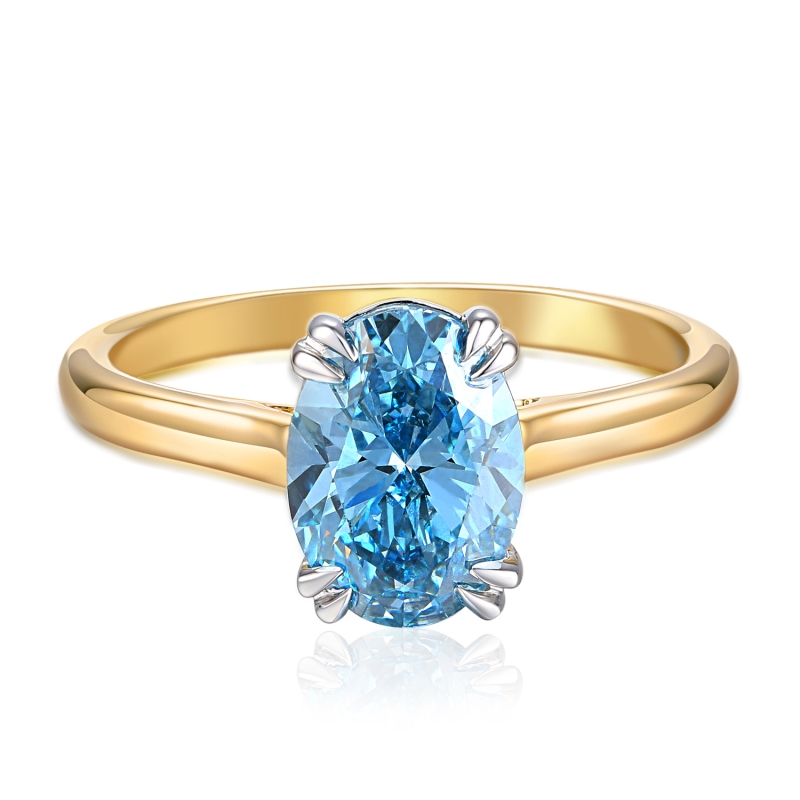 Pierścionek z niebieskim diamentem laboratoryjnym (R96118 2,01ct YW LGDB): 10 - zdjęcie: 3