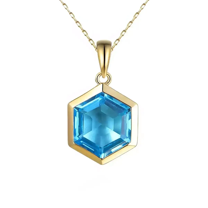 Zawieszka heksagon z niebieskim topazem (P84151 Y BT) - zdjęcie: 1