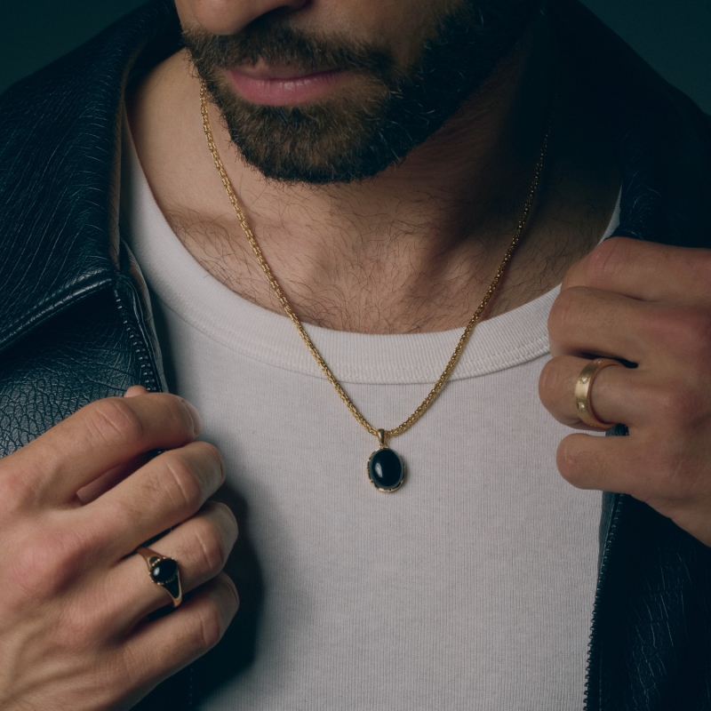 Zawieszka z czarnym agatem (P97688 Y BAG) - zdjęcie: 2