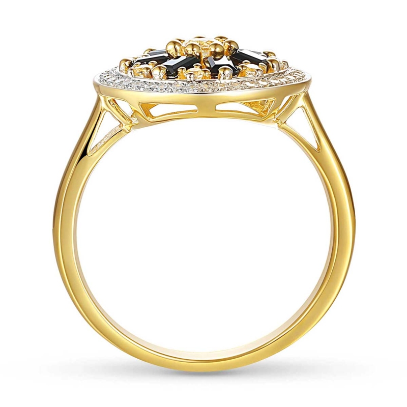 Pierścionek z czarnymi spinelami, białymi topazami i diamentami (R90385 Y BSP): 7 - zdjęcie: 3