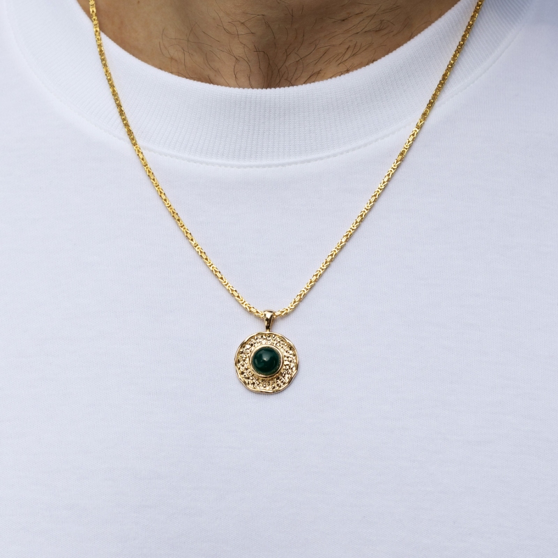 Zawieszka z zielonym agatem (P97687 Y GAG) - zdjęcie: 2