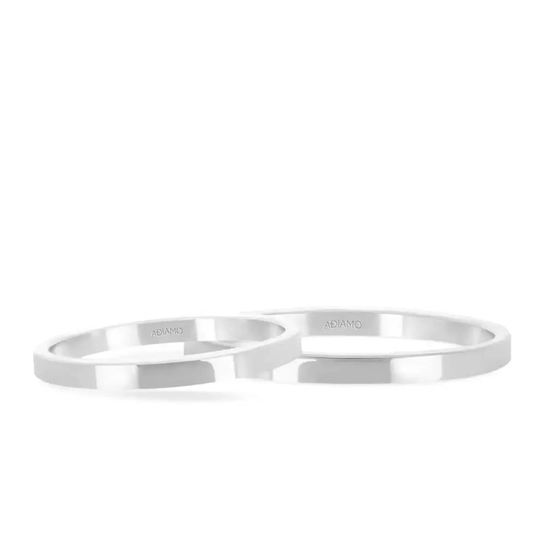 Obrączki ślubne, białe złoto, płaskie, 2mm: 8, 23 - zdjęcie: 1