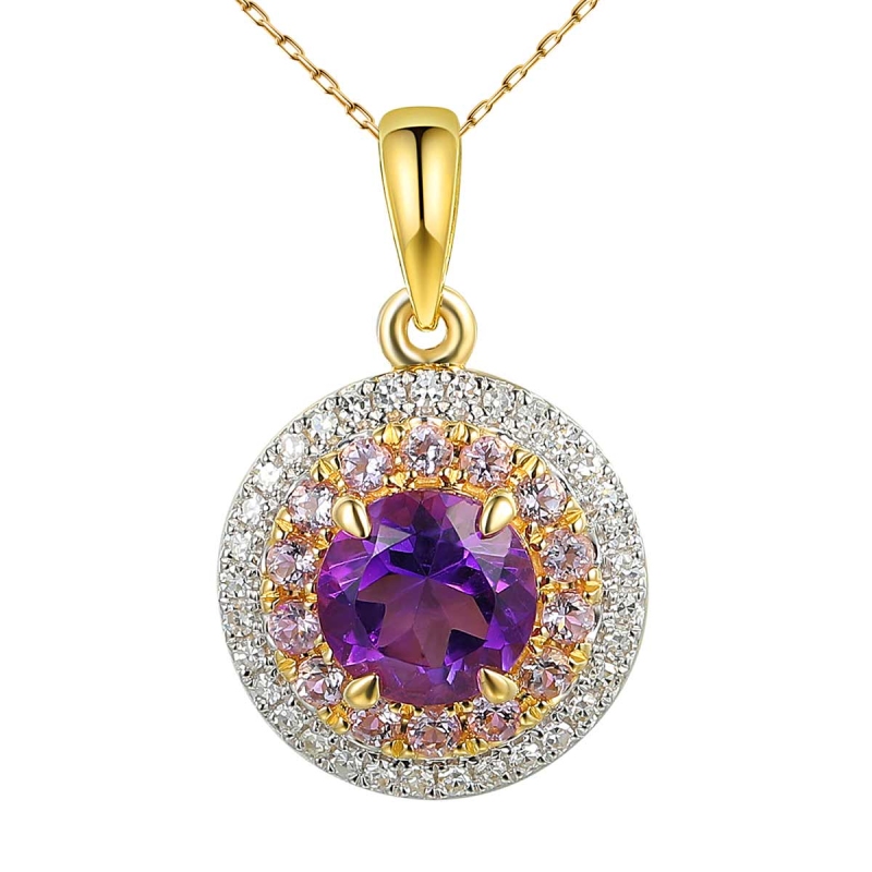 Zawieszka z ametystami i diamentami (P90184 Y AM) - zdjęcie: 1