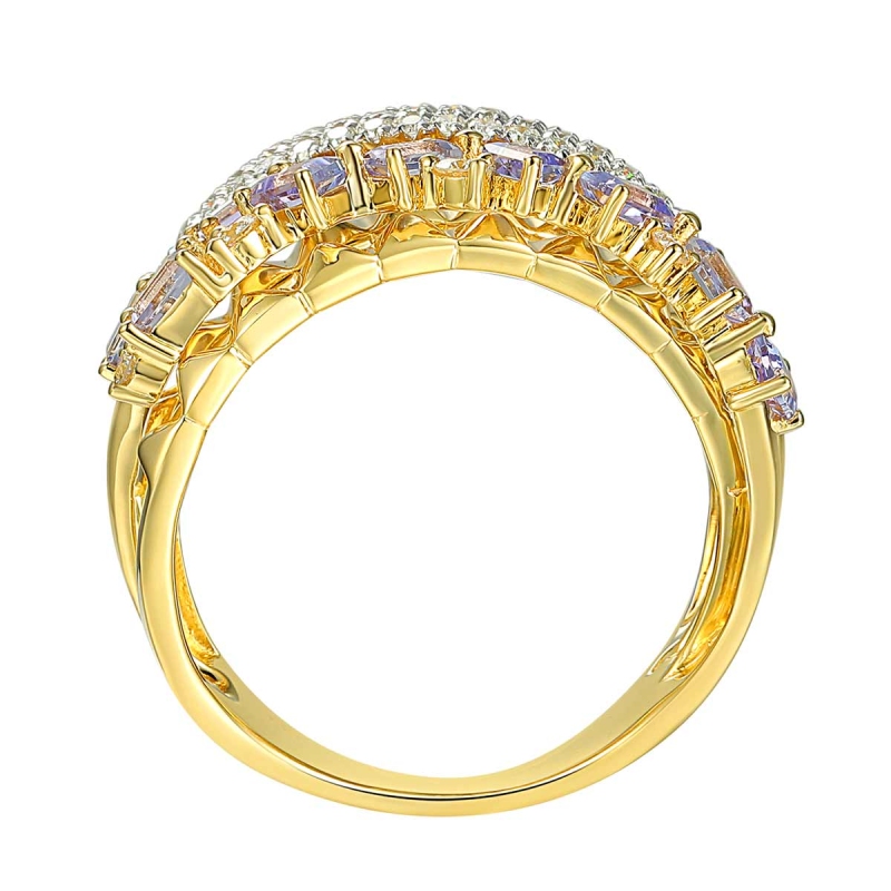 Pierścionek z tanzanitami i diamentami (R86489 Y T): 7 - zdjęcie: 3