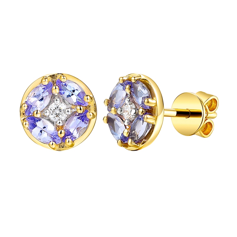 Kolczyki z tanzanitami i diamentami (E98886 Y S T) - zdjęcie: 1