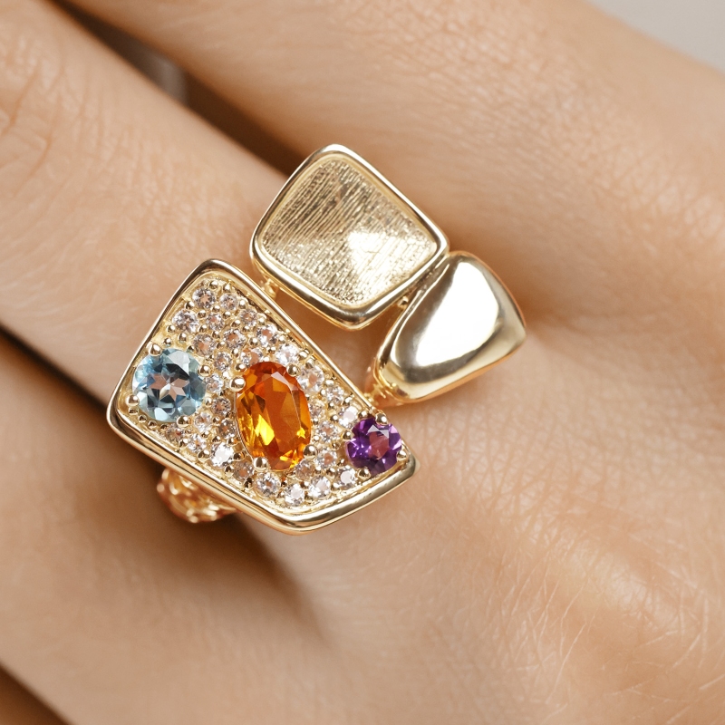 Pierścionek z kolorowymi kamieniami (R100444 Y AM,BT,CT): 10 - zdjęcie: 5