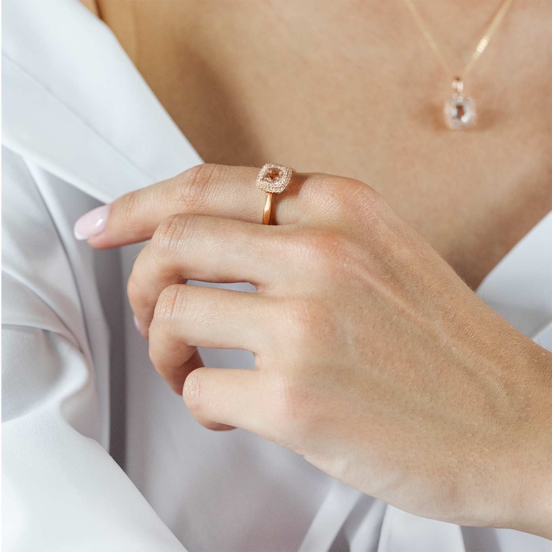 Pierścionek z morganitem i diamentami (R87500 R MR): 13 - zdjęcie: 2