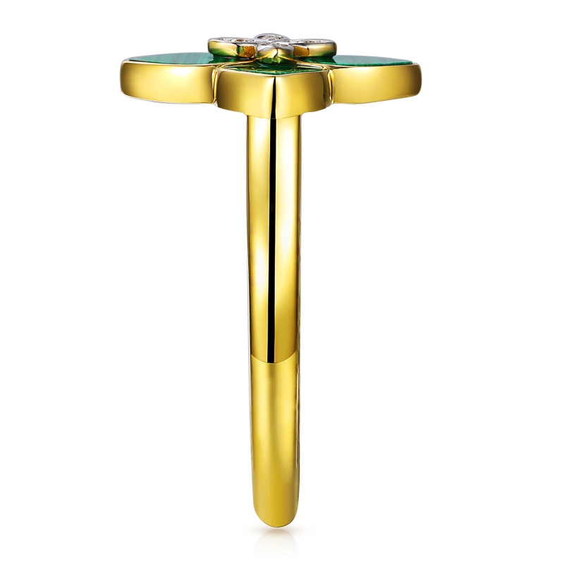 Pierścionek z malachitem i diamentami (R98146 Y MA): 18 - zdjęcie: 3