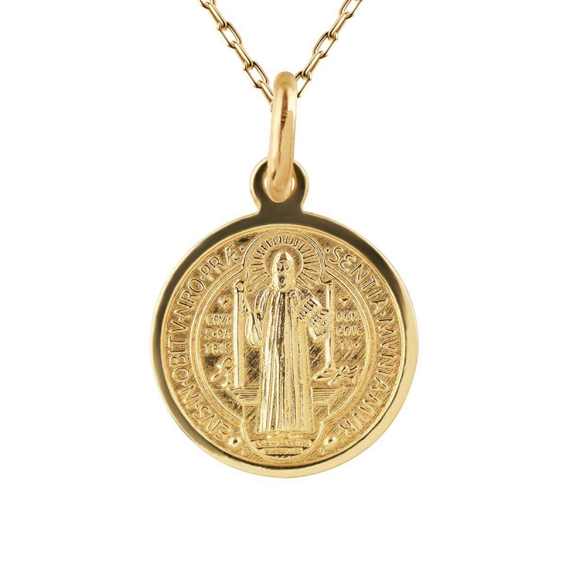 Medalik złoty ze św. Benedyktem - zdjęcie: 1