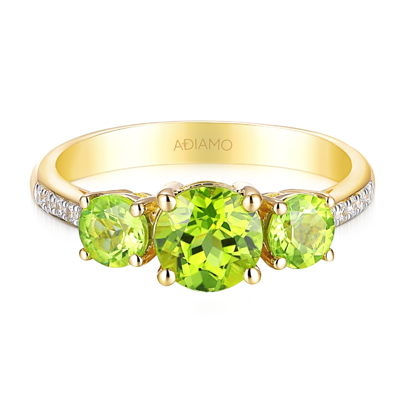 Pierścionek z perydotami i diamentami (R59520 Y PT): 15 - zdjęcie: 2