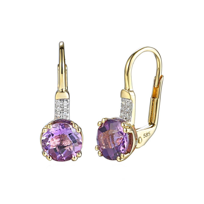 Kolczyki z ametystami i diamentami (E82457 Y P AM) - zdjęcie: 1