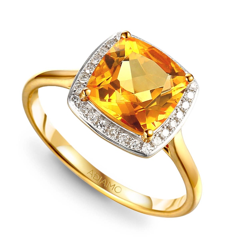 Pierścionek z cytrynem i diamentami (R62906 Y D CT): 7 - zdjęcie: 1