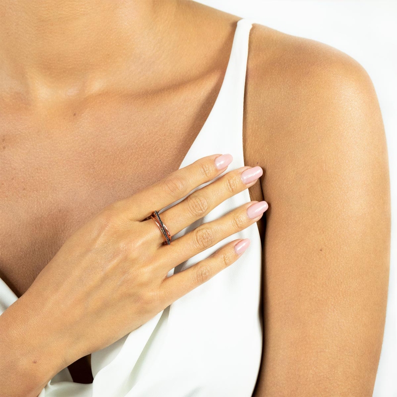 Pierścionek z czarnymi diamentami (R67883 R BD): 7 - zdjęcie: 2