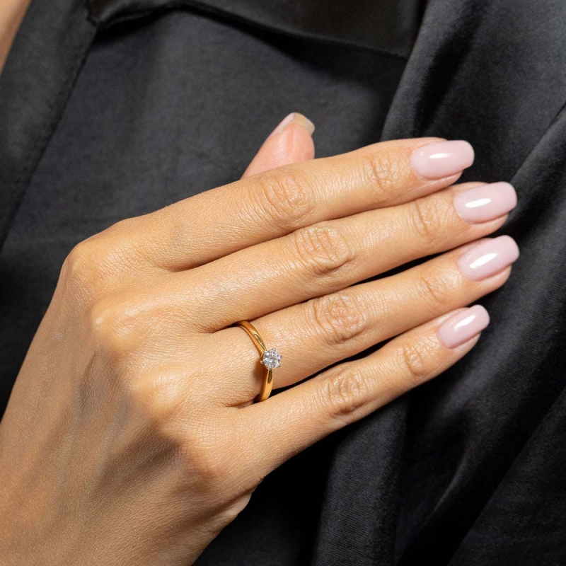 Pierścionek z diamentem, żółte złoto pr.585 R34130 0,28ct: 8 - zdjęcie: 2