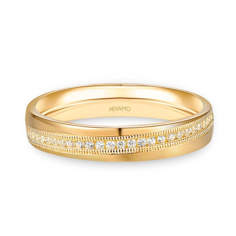 Obrączka ślubna z diamentami, 4 mm (O-R48462 Y): 7 - zdjęcie: 1