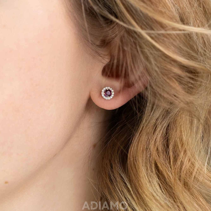 Kolczyki z rodolitami i diamentami (E75604 Y S RH) - zdjęcie: 2