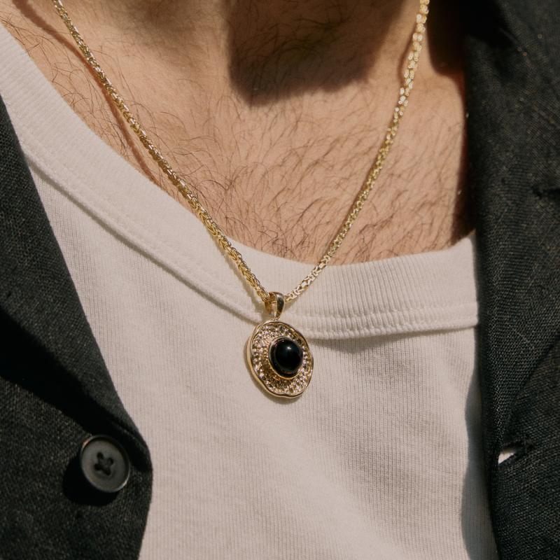 Zawieszka z czarnym agatem (P97687 Y BAG) - zdjęcie: 4