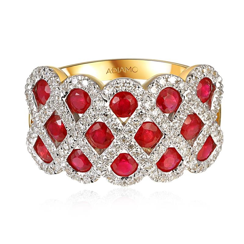 Pierścionek z rubinami i diamentami (R100480 Y RU): 17 - zdjęcie: 2