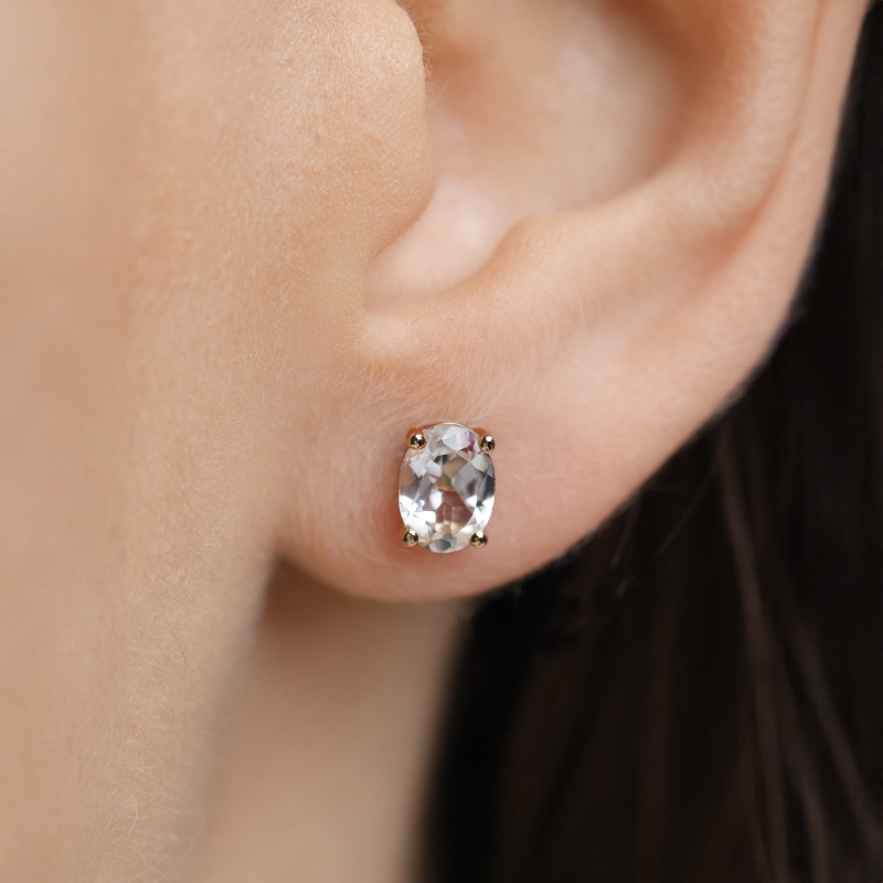 Kolczyki z białymi topazami (E43062 Y S D WT) - zdjęcie: 2