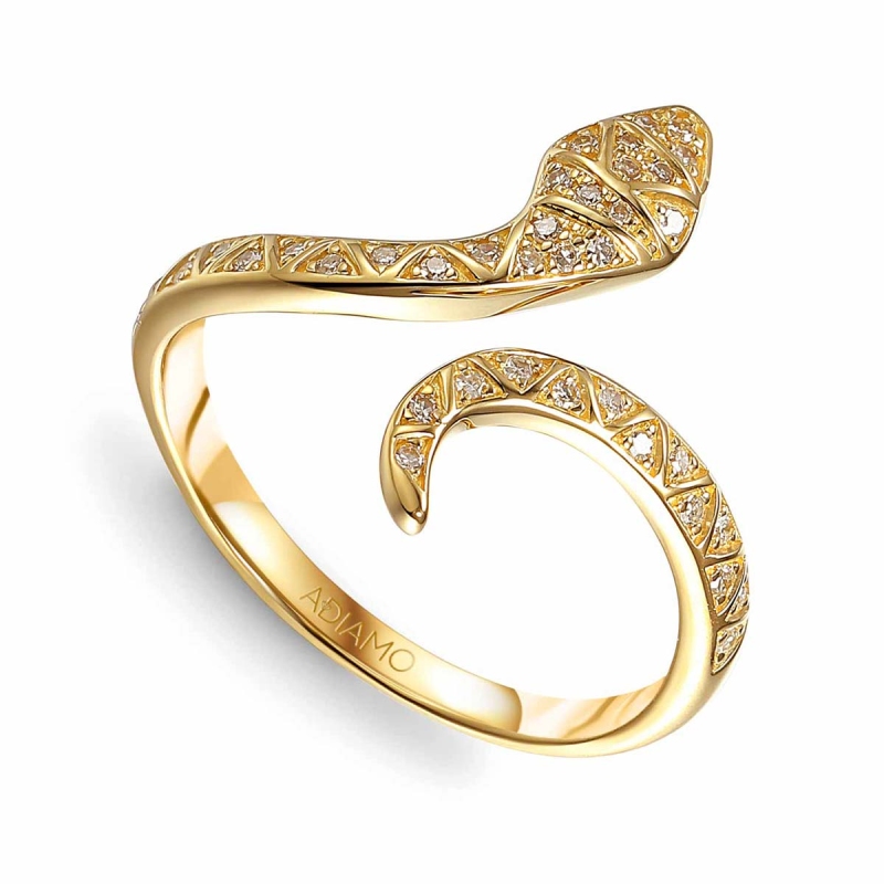 Pierścionek wąż z diamentami (R88794 Y): 8 - zdjęcie: 1