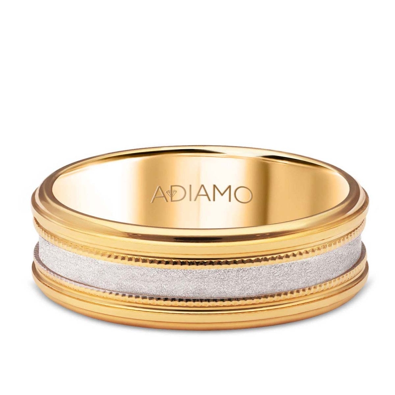 Obrączka ślubna męska dwukolorowa 6,5mm (O-AD142 YW M): 17 - zdjęcie: 1