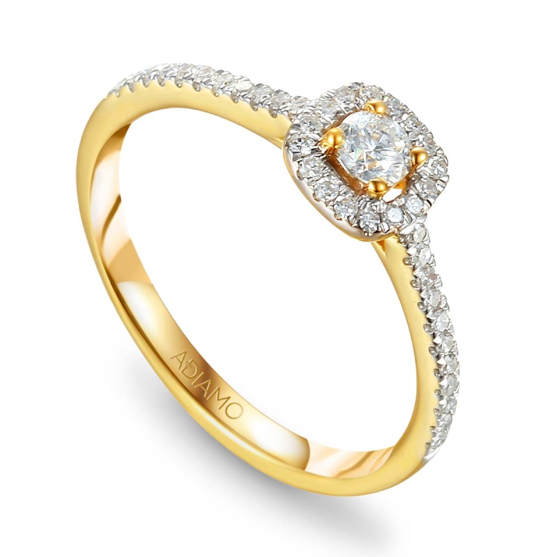 Pierścionek halo z diamentami (R47313 Y 0,19 ct): 7 - zdjęcie: 1