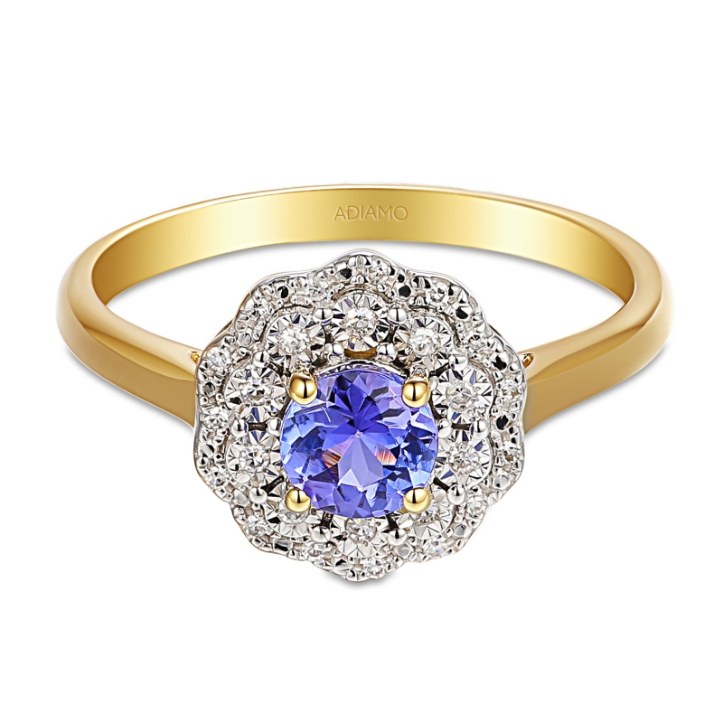 Pierścionek z tanzanitem i diamentami (R94939 Y T) - zdjęcie: 3