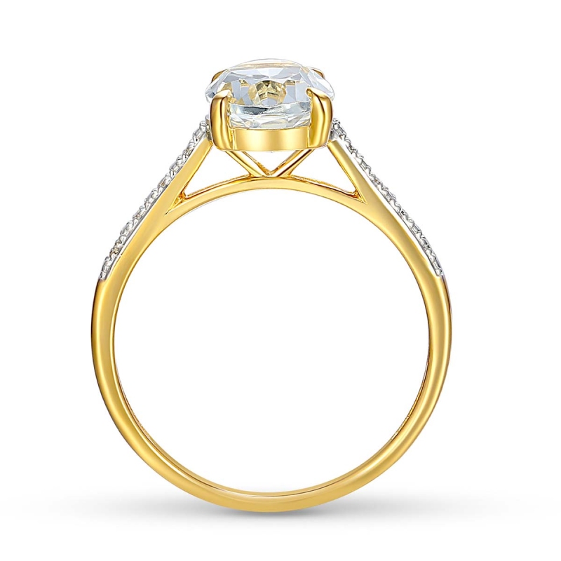 Pierścionek z białym topazem i diamentami (R86614 Y WT): 7 - zdjęcie: 3