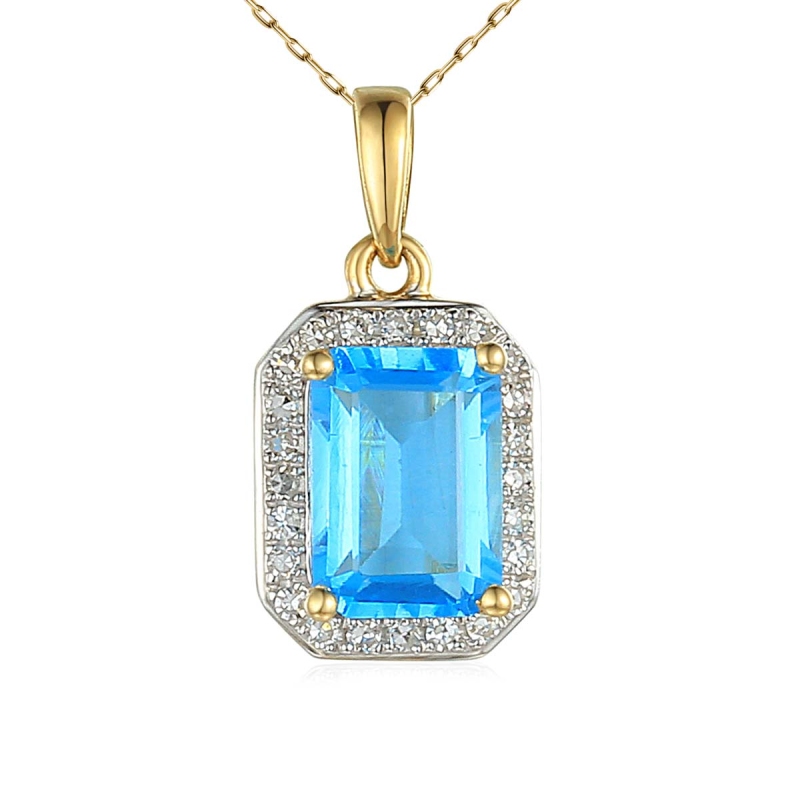 Zawieszka z niebieskim topazem i diamentami (P62904 Y M BT) - zdjęcie: 1